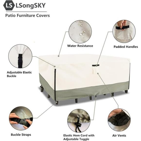 Outdoor Furniture Covers Waterproof,600D Heavy Duty Patio Cover for 5 PCS Sets - Picture 5 of 8